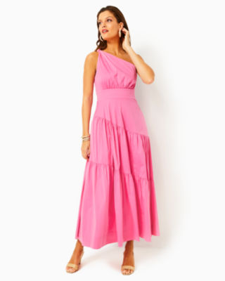 Lucilyn One-Shoulder Maxi Dress, Confetti Pink, large - Lilly Pulitzer
