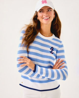 Kellyn Sweater, Jacaranda Blue Nauti Stripe, large image 1