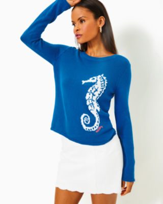 Shop Lilly Pulitzer Kellyn Sweater In Barton Blue Seahorse Jacquard