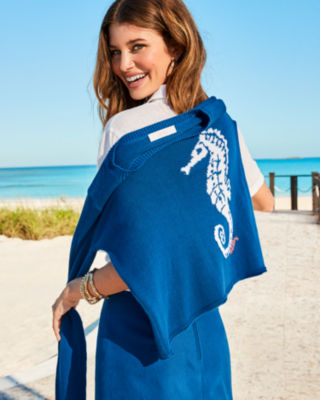 Shop Lilly Pulitzer Kellyn Sweater In Barton Blue Seahorse Jacquard