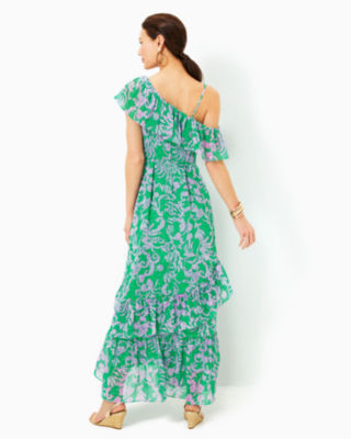 Rosalynn Ruffle Maxi Dress, Brazilian Green Salty Sandbar, large image 1