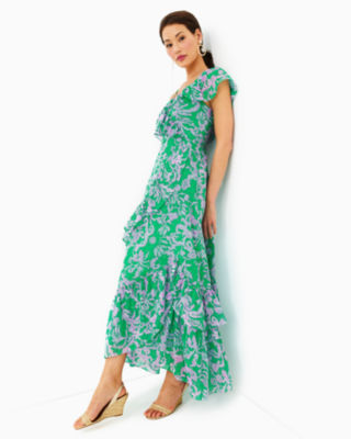 Rosalynn Ruffle Maxi Dress, Brazilian Green Salty Sandbar, large image 2
