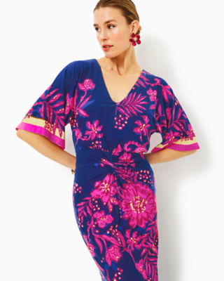 Shop Lilly Pulitzer Adalyn Maxi Dress In Blue Med Never Ending Summer Engineered Knit Maxi