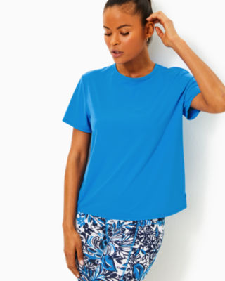 UPF 50+ Luxletic Rally Active Tee, Morelle Blue, large - Lilly Pulitzer