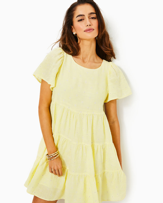 Jocelyn Short Sleeve Embroidered Linen Dress, , large - Lilly Pulitzer