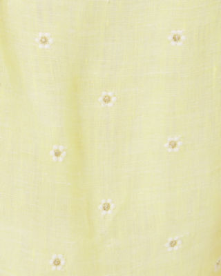 Jocelyn Linen Dress, Finch Yellow You Drive Me Daisy Embroidered Linen, large image undefined