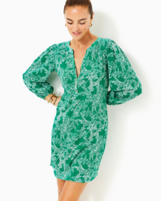 Emery Dress, Fiddle Leaf Green Safari Party, large - Lilly Pulitzer