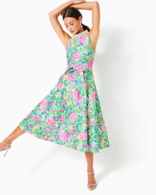 Lilly Pulitzer Alessa Dress for Women - Ruffled Layered Neckline with  Straight Hemline, Chic and Vibrant Summer Dress