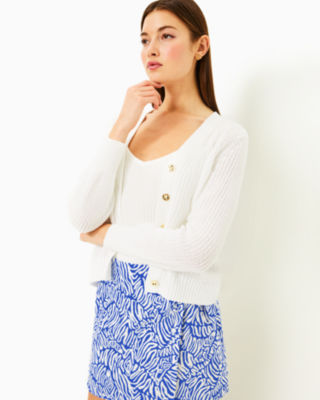 Bristow Cotton Cardigan, Resort White, large - Lilly Pulitzer