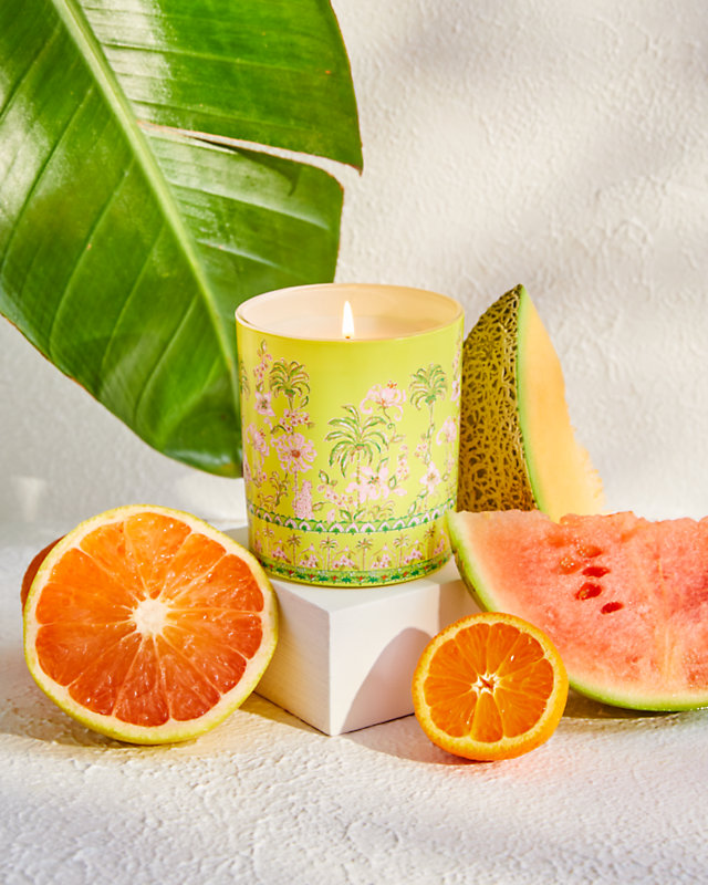 Printed Candle, Finch Yellow Tropical Oasis Engineered, large - Lilly Pulitzer