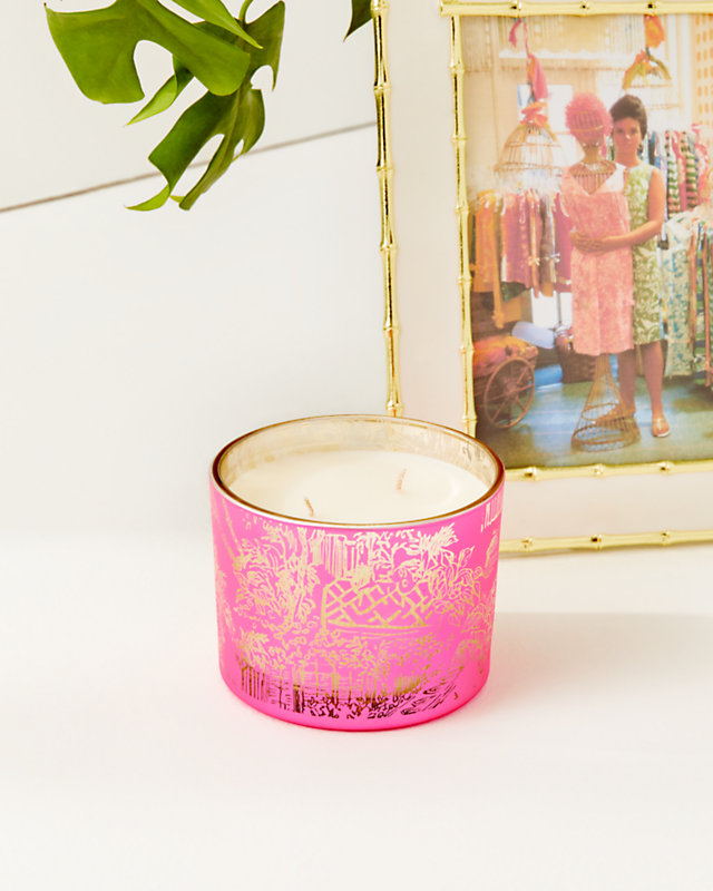 Electroplated Candle, Roxie Pink Via Amore Candle, large - Lilly Pulitzer