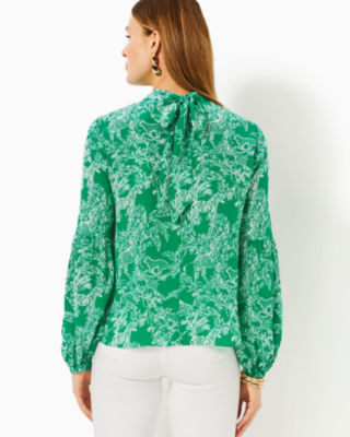 Witaker Silk Top, Fiddle Leaf Green Safari Party, large image 1