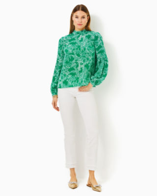 Witaker Silk Top, Fiddle Leaf Green Safari Party, large image 3