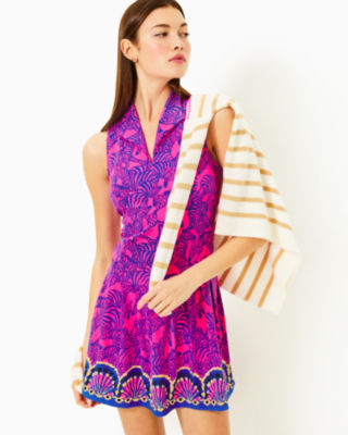 UPF 50+ Luxletic Federica Dress, Passion Fruit Pink Lil Wild Nights Engineered Luxletic Dres, large - Lilly Pulitzer