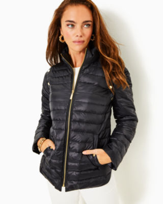 Tenna Puffer Jacket, Noir, large - Lilly Pulitzer