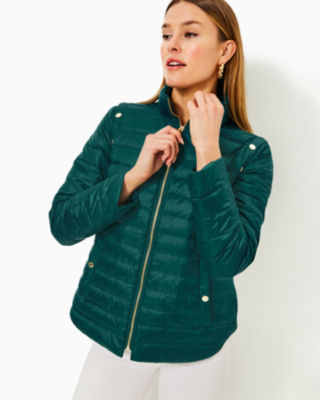 Tenna Puffer Jacket, Villa Green, large - Lilly Pulitzer