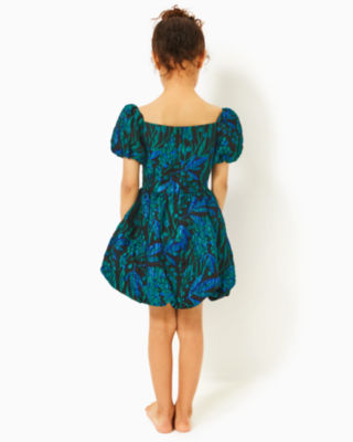 Girls Koji Dress, Deep Lagoon Berry Wild Metallic Brocade, large image 2