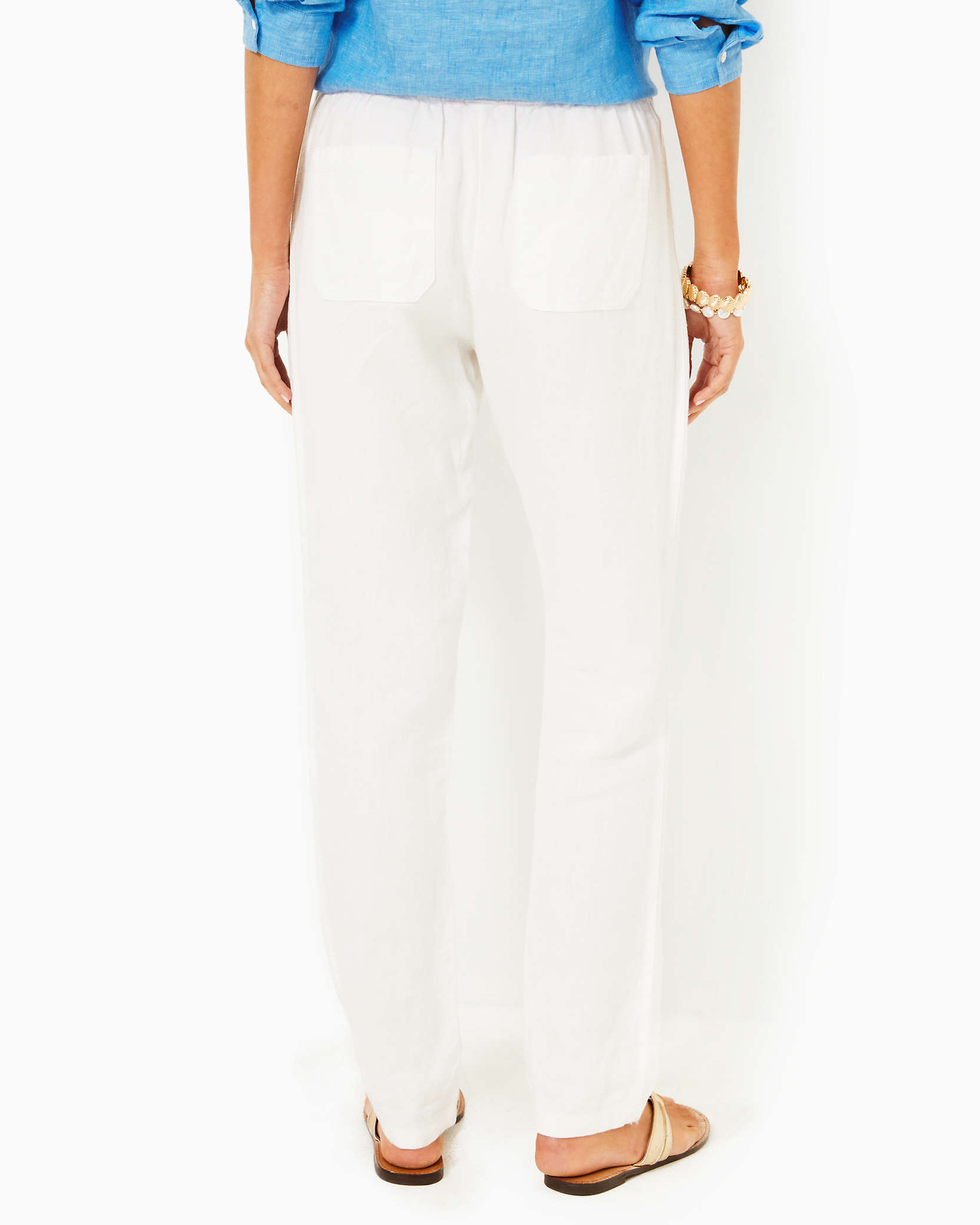 Shop Lilly Pulitzer 31" Taron Mid Rise Linen Pant In Resort White