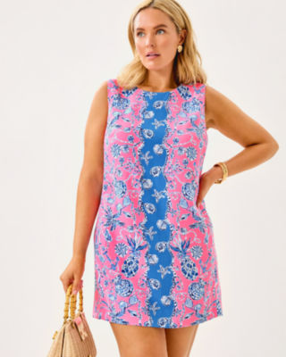 Edita Shift Dress, Rousseau Pink Barefoot Beachcombers Engineered Dress, large image 6
