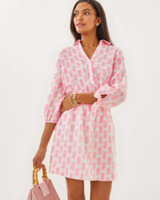 Abralynn Linen Shirtdress, Rousseau Pink Slice Of Sunshine, large - Lilly Pulitzer