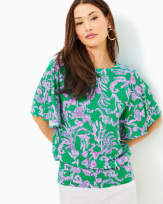 Albins Knit Top, Brazilian Green Salty Sandbar, large - Lilly Pulitzer