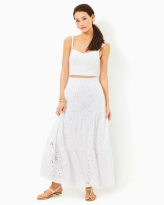 Winslow Eyelet Maxi Skirt, Resort White Sealife Eyelet, large - Lilly Pulitzer