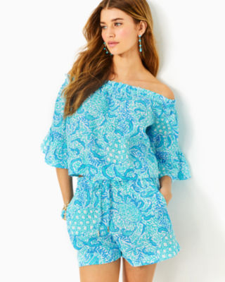 Croix Off-the-Shoulder Linen Top, , large  - Lilly Pulitzer