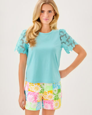 5" Callahan Stretch Short, Multi Via Sunny Sunflowers, large