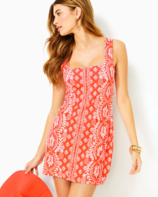 Larsa Cover-Up, Flamingo Feather Harbour View Engineered, large - Lilly Pulitzer