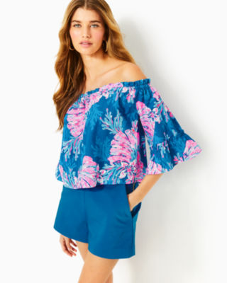 Croix Off-the-Shoulder Top, Multi For The Fans, large - Lilly Pulitzer