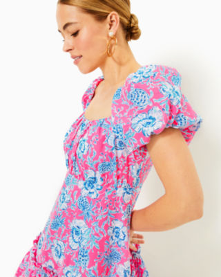 Shop Lilly Pulitzer Nastia Cotton Dress In Roxie Pink Wave N Sea