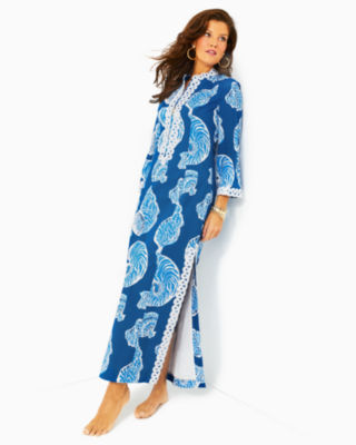 Shealyn Stretch Maxi Caftan, Barton Blue Shell Of A Good Time Oversized, large - Lilly Pulitzer