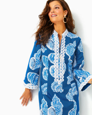 Shop Lilly Pulitzer Shealyn Stretch Maxi Caftan In Barton Blue Shell Of A Good Time Oversized