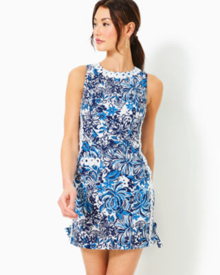 Mila Stretch Shift Dress, Low Tide Navy Pandarama, large - Lilly Pulitzer