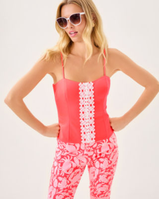 Shelli Stretch Top, Cane Coral, large