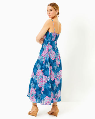 Lilly Pulitzer Jorgian Linen Midi Dress In Multi For The Fans | ModeSens