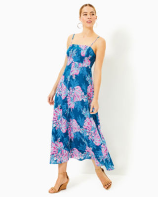 Lilly Pulitzer Jorgian Linen Midi Dress In Multi For The Fans | ModeSens