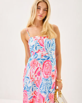 Jorgian Linen Midi Dress, Resort White Sun Sea Sand, large image 3