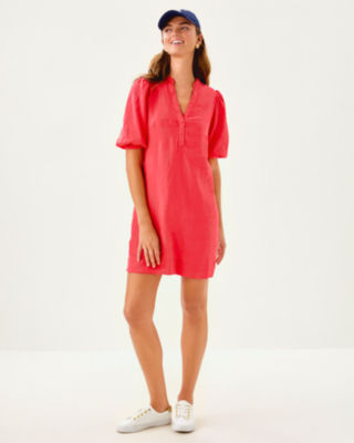 Mialeigh Linen Dress, Cane Coral, large image 3