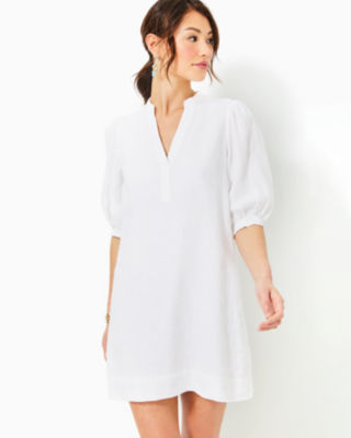 Mialeigh Linen Dress, Resort White, large - Lilly Pulitzer