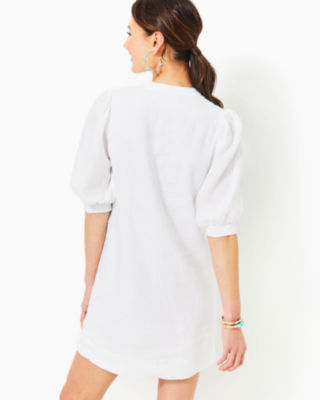 Mialeigh Linen Dress, Resort White, large image 1