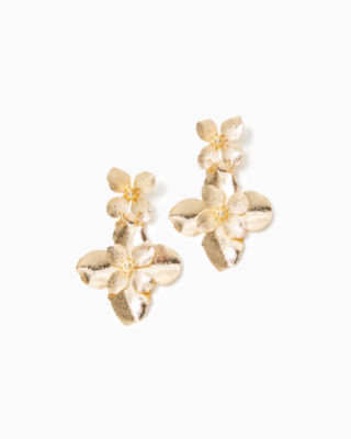 Blooming for You Earrings, Gold Metallic, large - Lilly Pulitzer