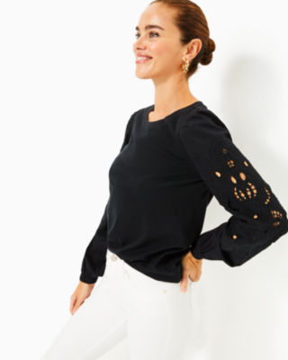 Isley Knit Top, Noir, large - Lilly Pulitzer