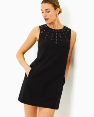 Edita Embellished Stretch Shift Dress, Noir, large - Lilly Pulitzer