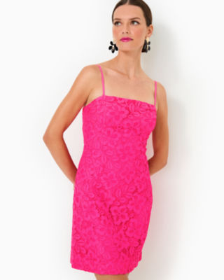 Maret Lace Dress, Passion Fruit Pink Flora Corded Lace, large image 2