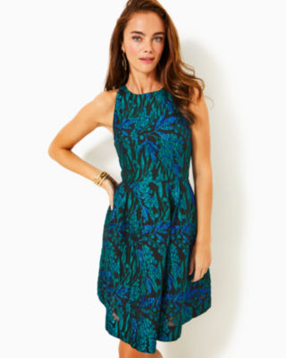 Jollian Brocade Dress, Deep Lagoon Berry Wild Metallic Brocade, large image 1