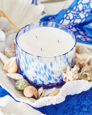 Speckled Glass Candle, Speckled Martinique Blue, large - Lilly Pulitzer