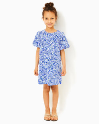 Girls Mini Rosen Dress, Martinique Blue Zee Bebe, large - Lilly Pulitzer