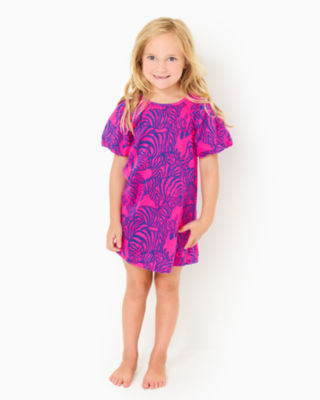 Girls Mini Rosen Dress, Passion Fruit Pink Wild Nights, large - Lilly Pulitzer