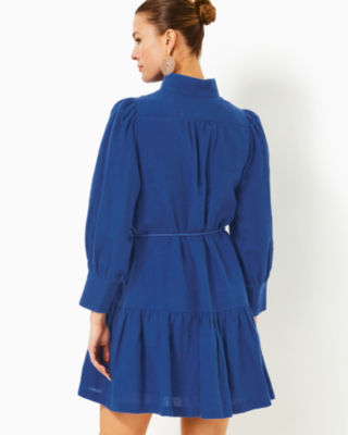 Drena Linen Dress, Martinique Blue X Blue Med, large image 1 - Lilly Pulitzer